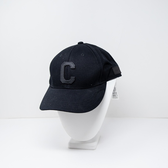 Coach Women's Cotton Canvas Genuine Leather Trim C Logo Baseball Varsity Hat - Picture 1 of 5